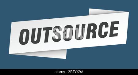 outsource banner template. outsource ribbon label sign Stock Vector