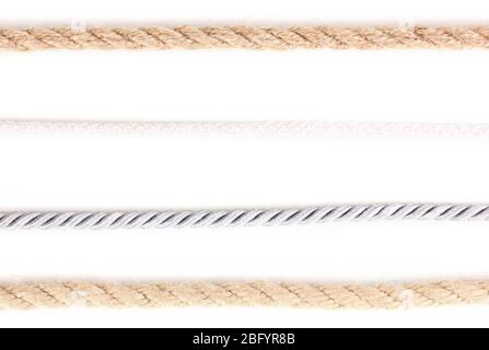 Collection of various ropes isolated on white Stock Photo