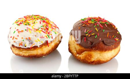 Tasty donuts isolated on white Stock Photo