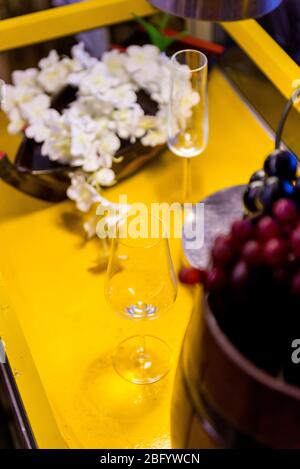 Close up view of glass for the buffet on the table Stock Photo