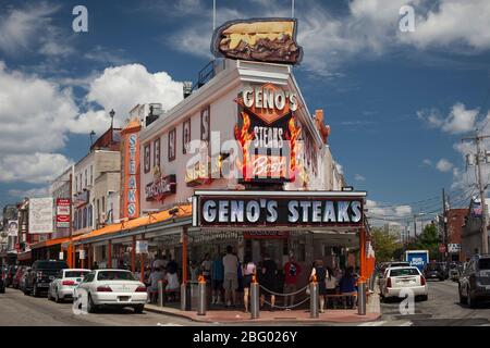 Geno's Steaks façade, South Philly, Philadelphia, Pennsylvania Stock Photo