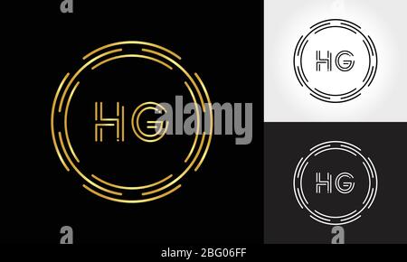 HG Logo Design Vector Template. Initial Circle Letter HG Vector Illustration Stock Vector