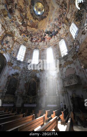 The dome in the abbey church of the Benedictine monastery Ettal, Ammergau, Bavaria, Germany, Europe Stock Photo