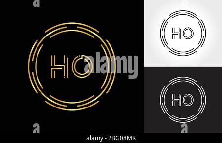 HO Logo Design Vector Template. Initial Circle Letter HO Vector Illustration Stock Vector