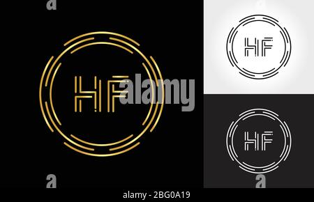 HF Logo Design Vector Template. Initial Circle Letter HF Vector Illustration Stock Vector