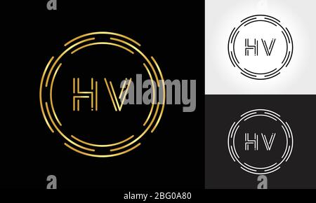 HV Logo Design Vector Template. Initial Circle Letter HV Vector Illustration Stock Vector