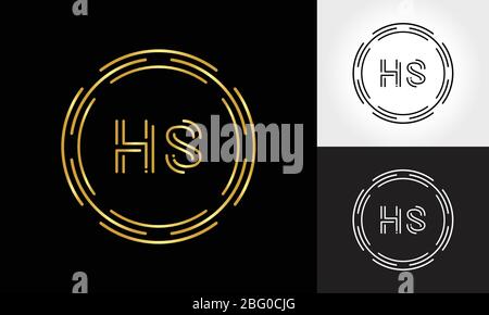 HS Logo Design Vector Template. Initial Circle Letter HS Vector Illustration Stock Vector