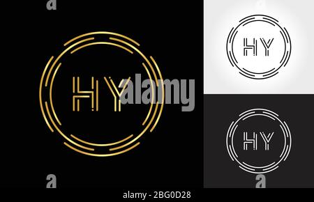 HY Logo Design Vector Template. Initial Circle Letter HY Vector Illustration Stock Vector