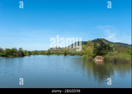 Lake Moeschlesee in front of Ortenberg Castle, Ortenberg, Black Forest, Baden-Wurttemberg, Germany, Europe Stock Photo