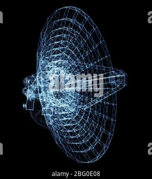 Radio Telescope of luminous lines and dots Stock Photo