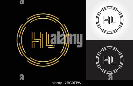 HL Logo Design Vector Template. Initial Circle Letter HL Vector Illustration Stock Vector