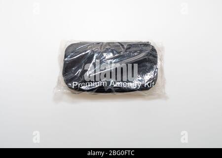 American Airlines Premium luxury amenity kit Stock Photo