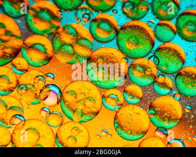 Oil bubbles in water Stock Photo