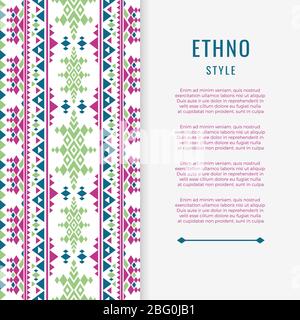Peruvian aztec or boho style mexican texure banner design. Vector illustration Stock Vector