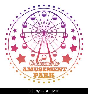 Amusement park welcome emblem logo isolated on white. Vector illustration Stock Vector