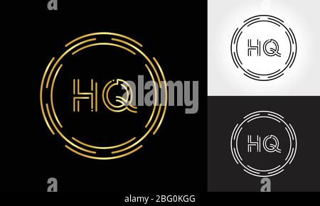 HQ Logo Design Vector Template. Initial Circle Letter HQ Vector Illustration Stock Vector