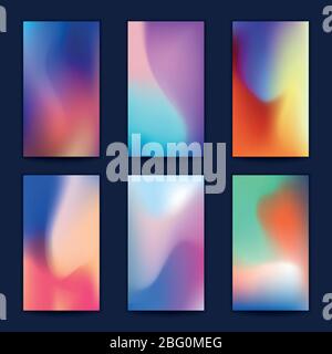 Abstract fluid 3d shapes vector trendy liquid colors backgrounds set. Banner and poster with colored fluid graphic composition illustration Stock Vector