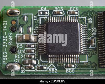 macro (close up view) of a portion of a microchip Stock Photo