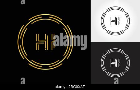 HI Logo Design Vector Template. Initial Circle Letter HI Vector Illustration Stock Vector