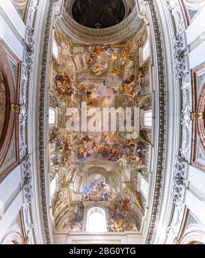 Sant' Ignazio Rome Italy - Frescoes on ceiling of a nave depicting the ...