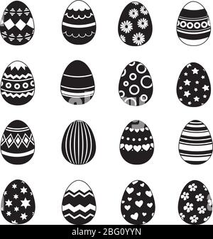 Easter eggs vector icons for holiday spring, seasonal traditional christianity illustration Stock Vector