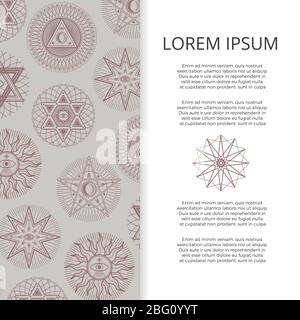 Banner or poster with mystery esoteric elements design. Vector illustration Stock Vector