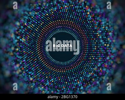 Big data information vector concept. Abstract futuristic background with 3d visualization. Illustration of data futuristic visualization digital code Stock Vector