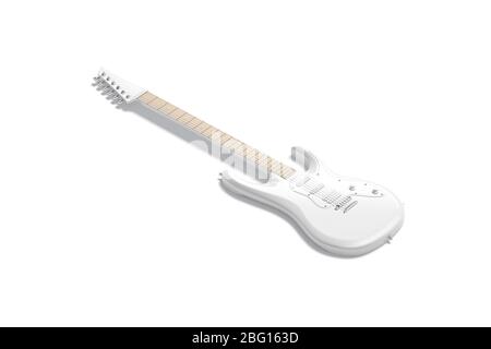 Blank white electric guitar mockup, side view Stock Photo