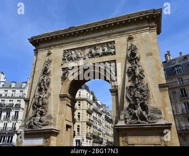 Porte Saint-Denis, triumphal arch erected by Louis XIV on 1672. Paris ...