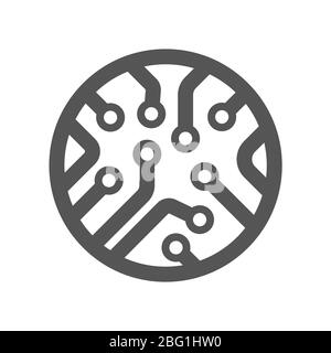 Circuit board icon. Technology scheme circles and squares sign symbol. Flat icon on white. Vector illustration. EPS 10 Stock Vector