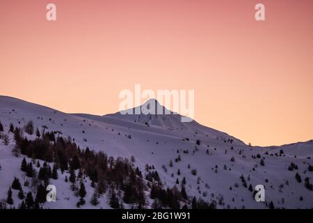 Sunrise above the French Alps, valloire, Alps, France Stock Photo