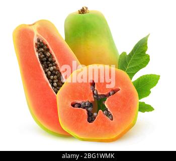 TWO pieces of sweet orange and one piece of Papaya isolated on white  background 9695160 Stock Photo at Vecteezy