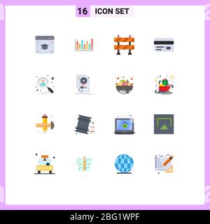 Set of 16 Modern UI Icons Symbols Signs for recruitment, candidate, block, applicant, credit Editable Pack of Creative Vector Design Elements Stock Vector