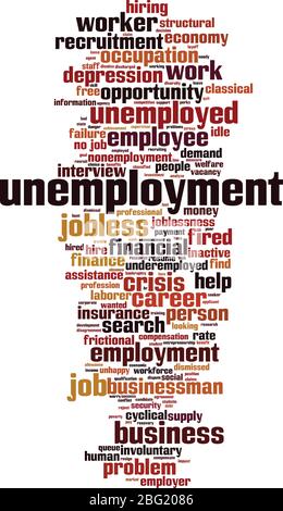 Unemployment word cloud concept. Collage made of words about unemployment. Vector illustration Stock Vector