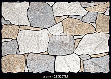 Stone blocks in wall decor background, seamless stone wall texture Stock Photo