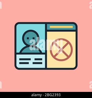Social media person block. Concept illustration, flat design linear style banner. Usage for e-mail newsletters, headers, blog posts, print and more.  Stock Vector
