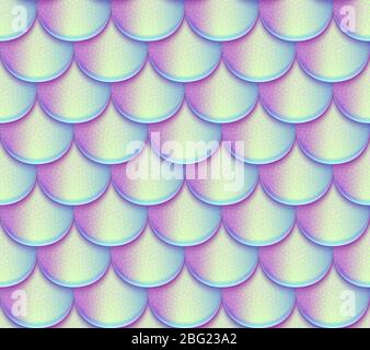 Mermaid tail scales vector seamless pattern. Holographic bright fish texture. Mermaid texture background scale fish skin illustration Stock Vector