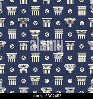 Greek and roman ancient columns seamless pattern background. Vector illustration Stock Vector