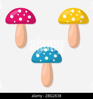 multi colored mushroom plant isolated vector illustration Stock Vector