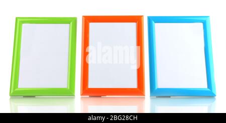 Colorful photo frames isolated on white Stock Photo