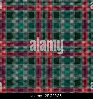 Seamless knitting vector pattern as a fabric texture mainly in muted red and green hues Stock Vector