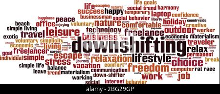 Downshifting word cloud concept. Collage made of words about downshifting. Vector illustration Stock Vector