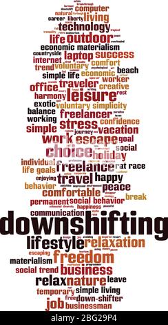 Downshifting word cloud concept. Collage made of words about downshifting. Vector illustration Stock Vector