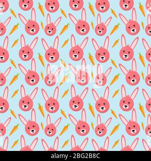 rabbit and carrot seamless pattern vector illustration background Stock Vector