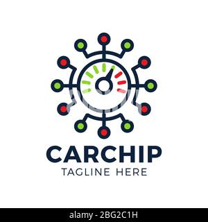Car speed chip Technology Logo Template Design Vector, Emblem, Design Concept, Creative Symbol, Icon Stock Vector