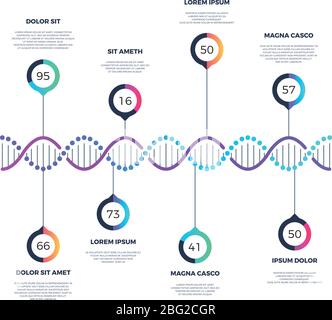 Abstract dna molecule vector business infographic with options. Chemistry infographic molecule, business flow chart scientific illustration Stock Vector