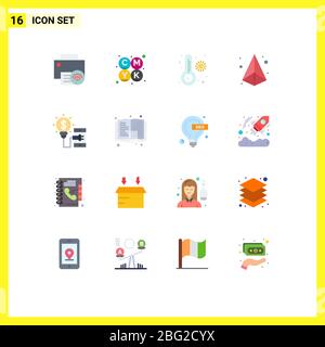16 Universal Flat Color Signs Symbols of smartphone, creative, meter, printing, laser Editable Pack of Creative Vector Design Elements Stock Vector