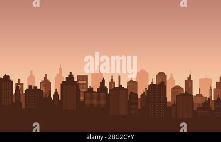 Background in the downtown with afternoon sky. Urban collection Stock Vector