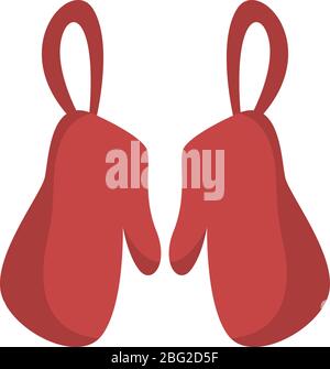 Red kitchen mittens, illustration, vector on white background Stock Vector