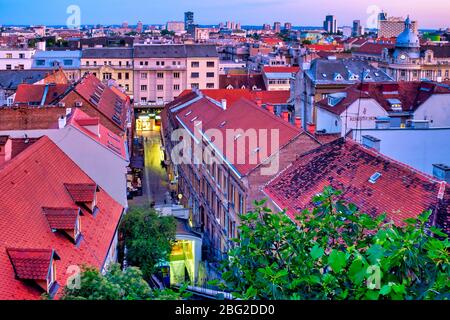 Zagreb Funicula situated in Tomić Street, connecting the Ilica Street with Strossmayer promenade, Zagreb, Croatia Stock Photo